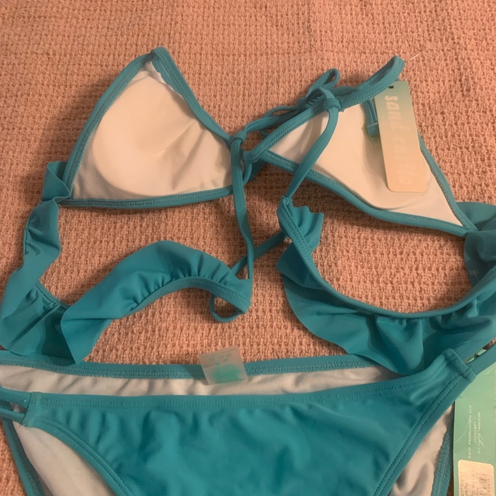 Turquoise Ruffle Bikini Set - Picture 2 of 3